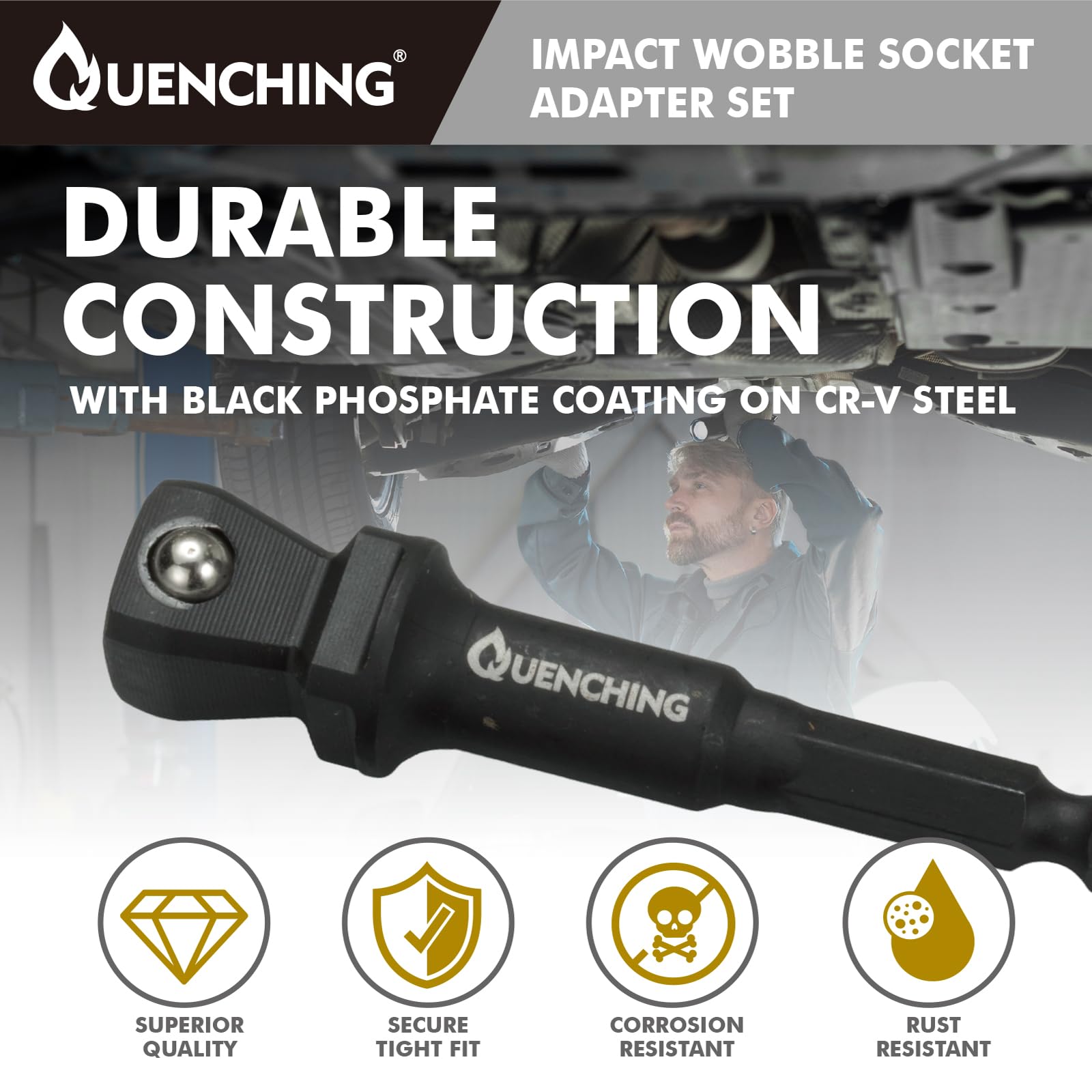 QUENCHING 1-2 drive extension adds leverage for heavy-duty tasks