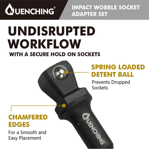 QUENCHING 3-8 drive adapter fits standard sockets for versatile projects
