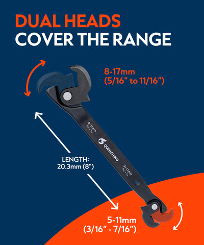 QUENCHING crowfoot wrench with multi-size fit quickly grips diverse fasteners
