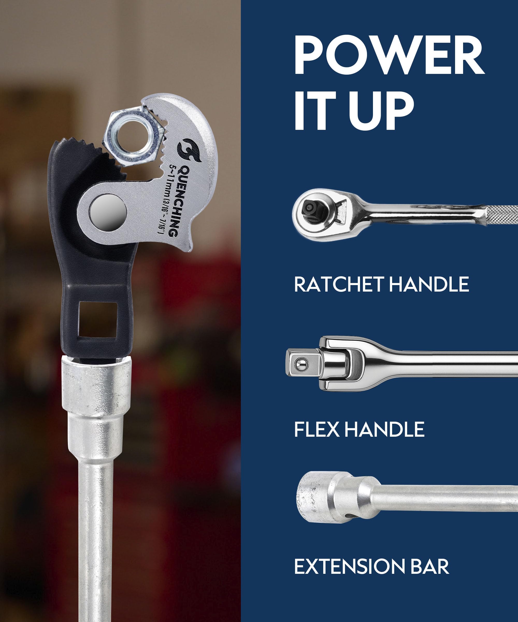 QUENCHING wrench set ideal for engine bays and brake-area tasks