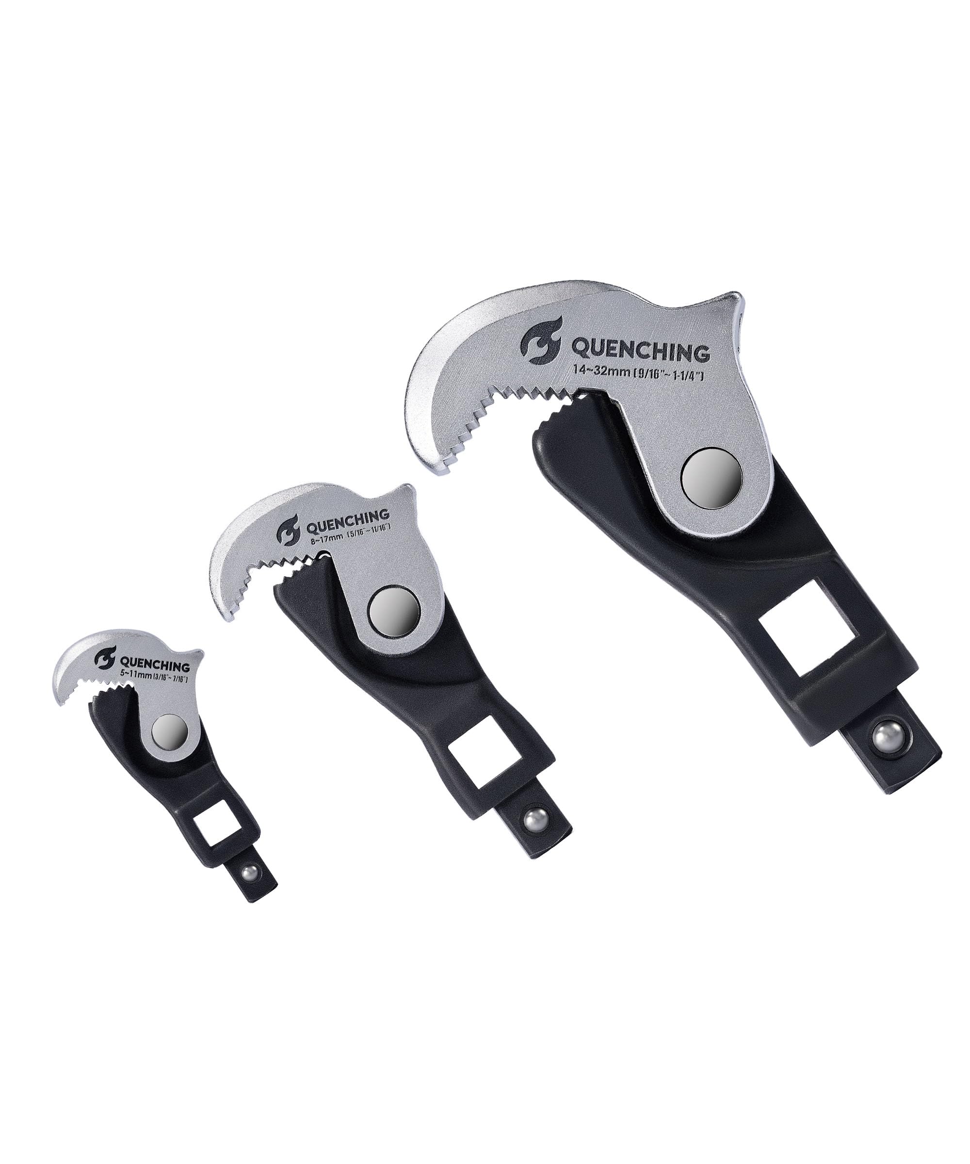 QUENCHING crowfoot wrench set self-adjusting jaws grip 5–32 mm fasteners