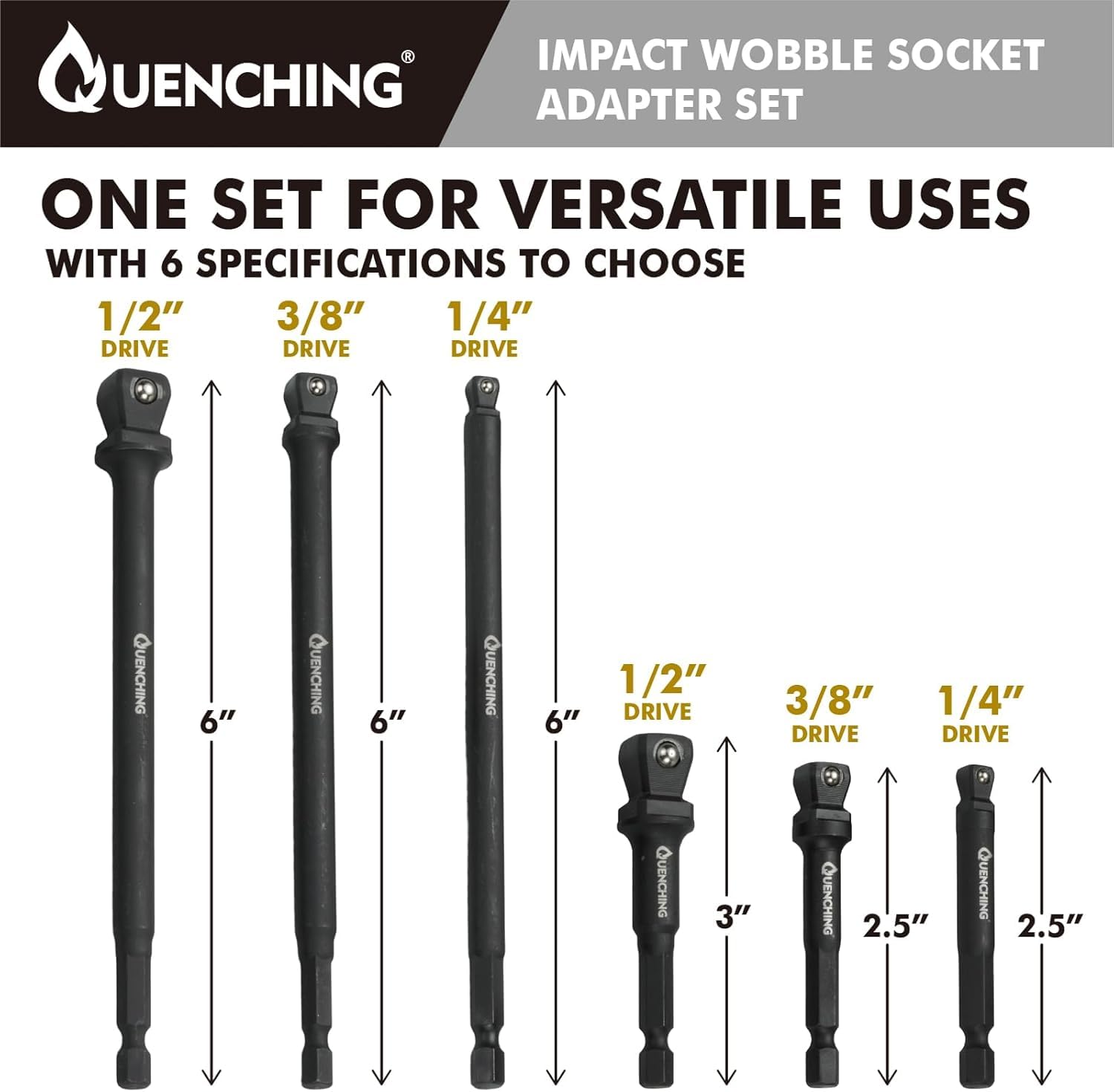 QUENCHING wobble extension 6-inch for deeper reach in tight areas