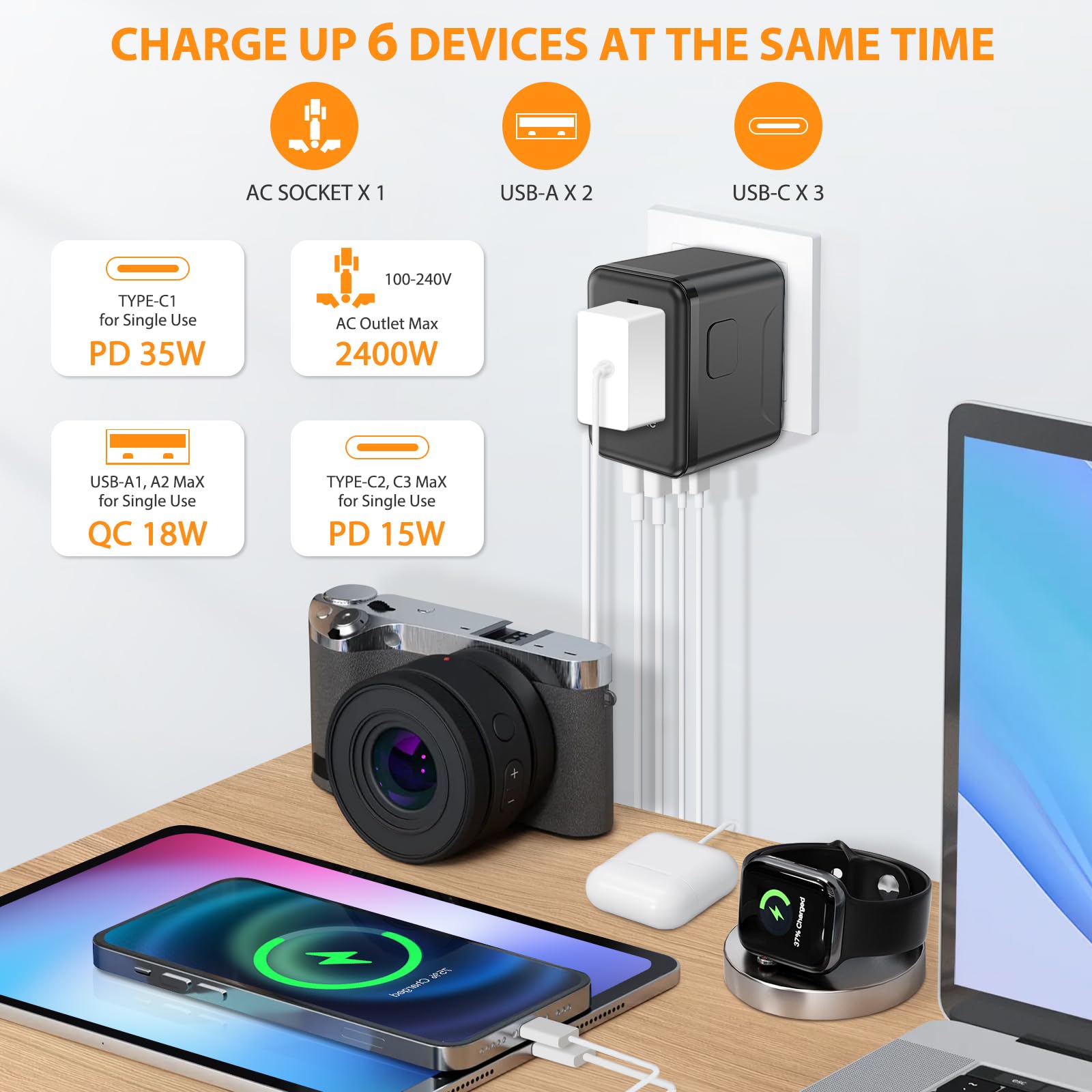 Quenxe USB-C PD 35W port enables fast charging on the go