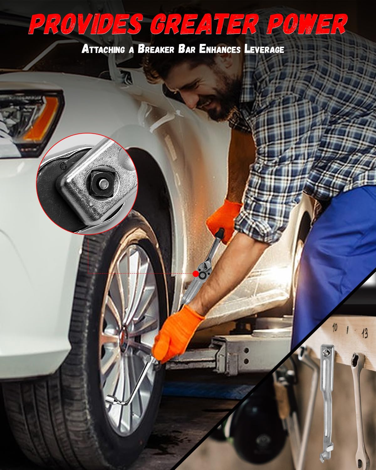 Quickwolf universal wrench extension with 1/2 inch hole enables versatile compatibility.
