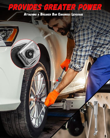 Quickwolf universal wrench extension with 1/2 inch hole enables versatile compatibility.