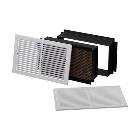 QuietCool Zone ZAP 14x8 return air pathway with white grille for quiet operation