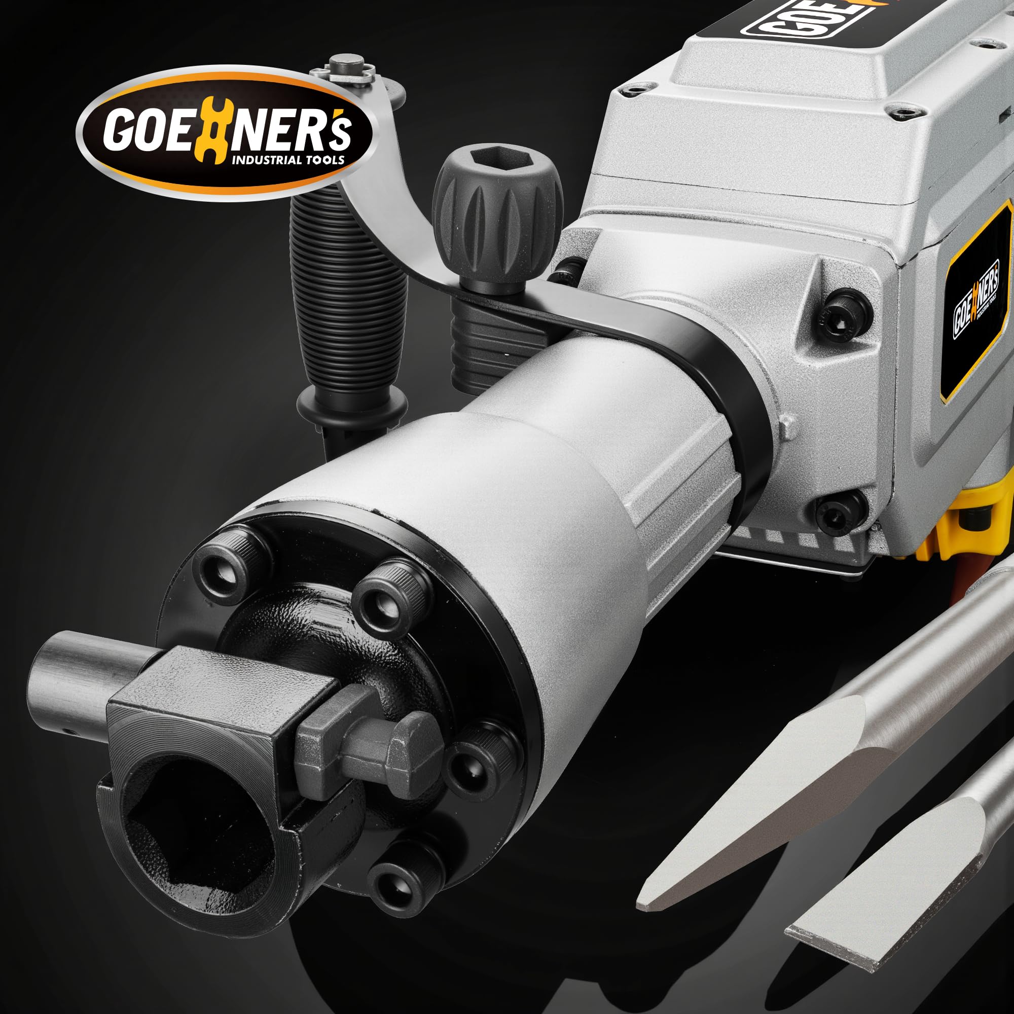 Quietex demolition hammer chisel set included for trenching and holes.