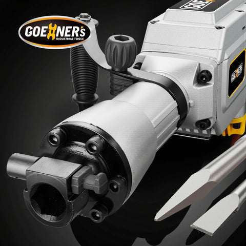 Quietex demolition hammer chisel set included for trenching and holes.