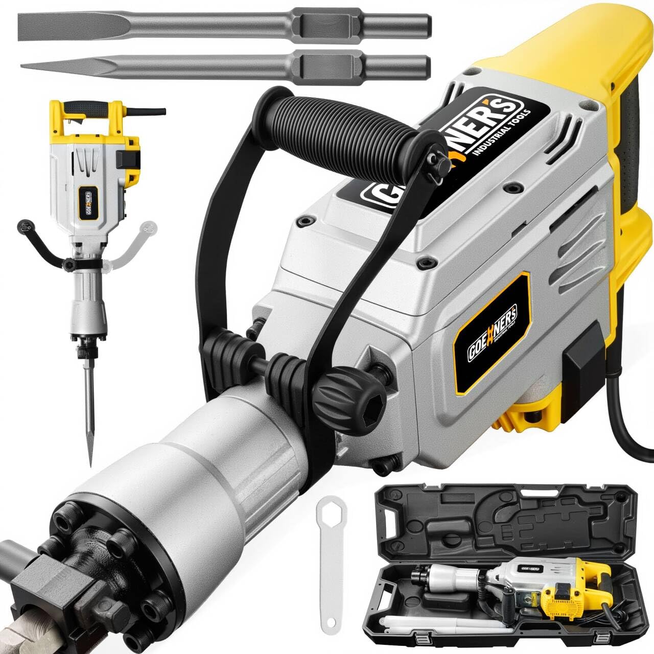 Quietex demolition hammer main body delivers high-power performance for fast concrete breaking.