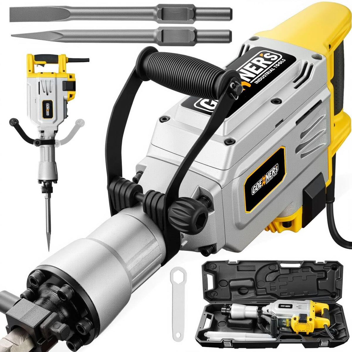 Quietex demolition hammer main body delivers high-power performance for fast concrete breaking.