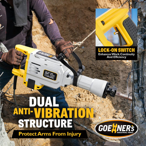 Quietex demolition hammer wheeled case eases transport between worksites.