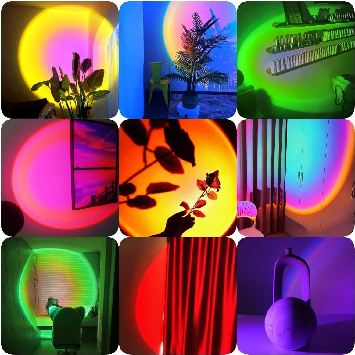QUIGO sunset lamp offers 360° rotation to fill angles with rainbow glow