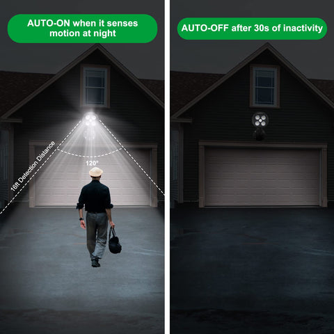 Quilttered lights at night demonstrating motion detection along stairs and entryway