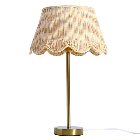 Quincry Premium scalloped rattan lamp compact size ideal for nightstands