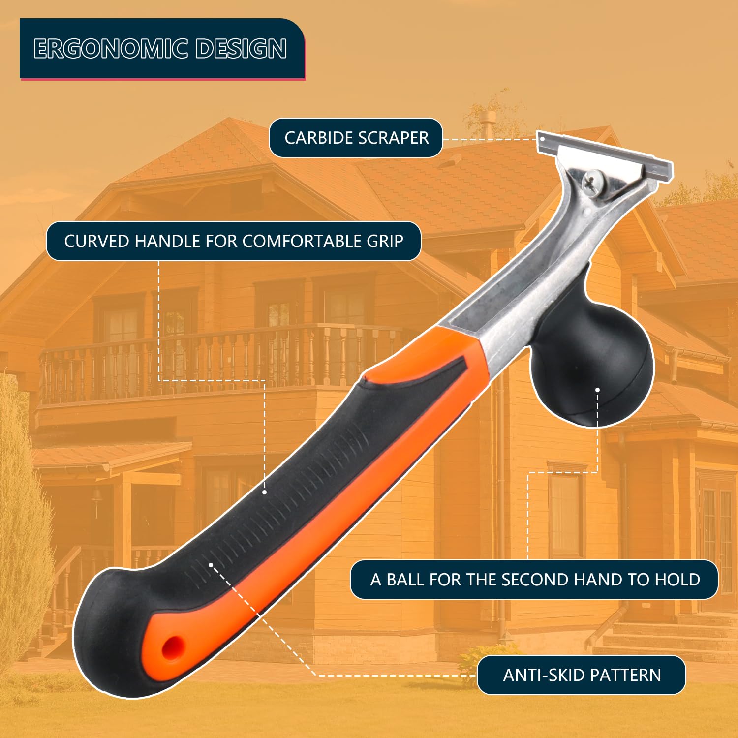 Quini carbide scraper designed for two-handed comfort during extended scraping