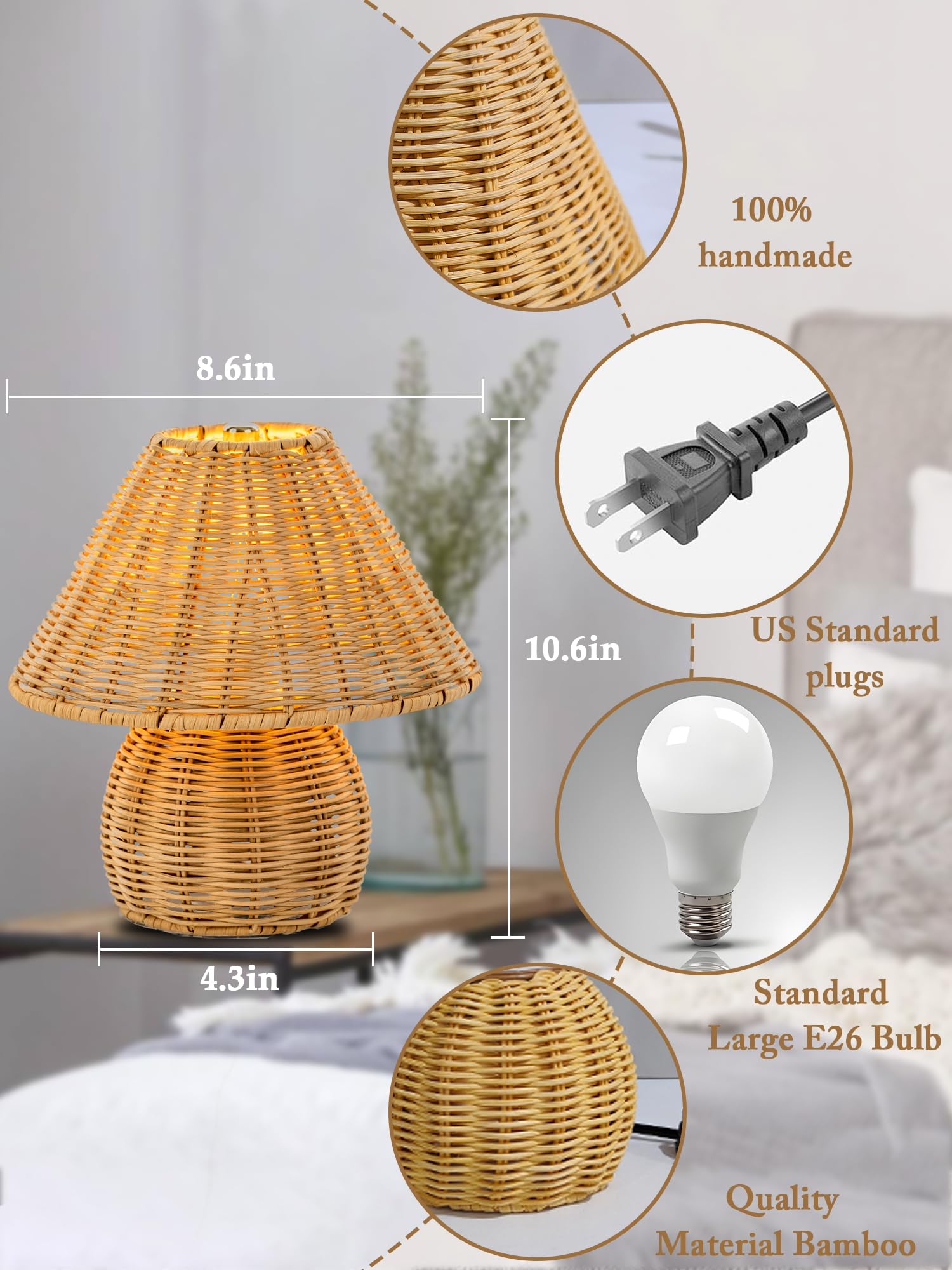 Compact desk placement: Quipzora mini boho lamp on a workspace