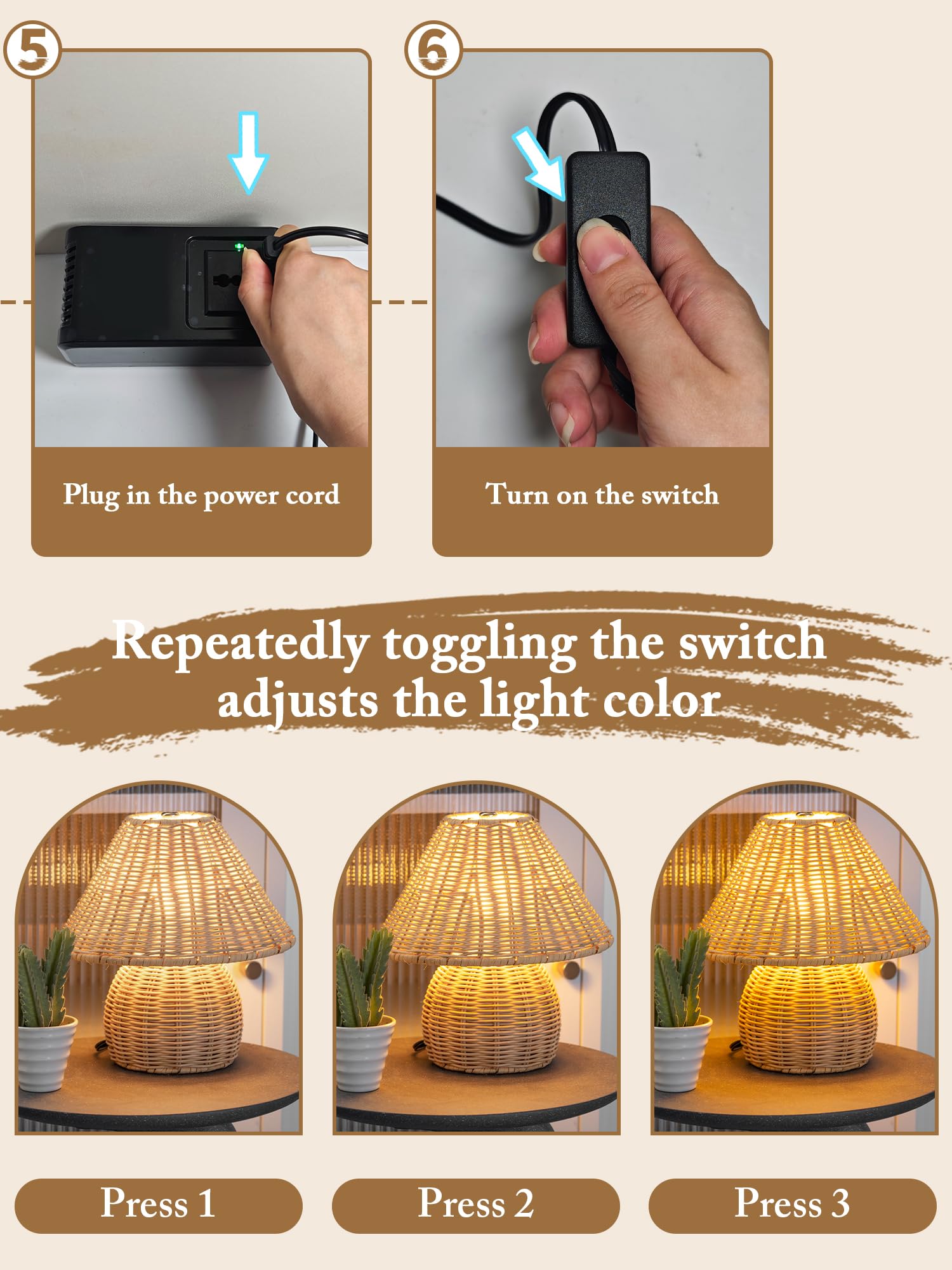 Quipzora lamp with included E26 bulb for easy setup