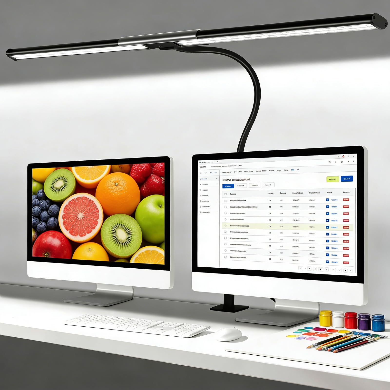 QUMAKU 33inch desk lamp provides wide lighting area for home office tasks.