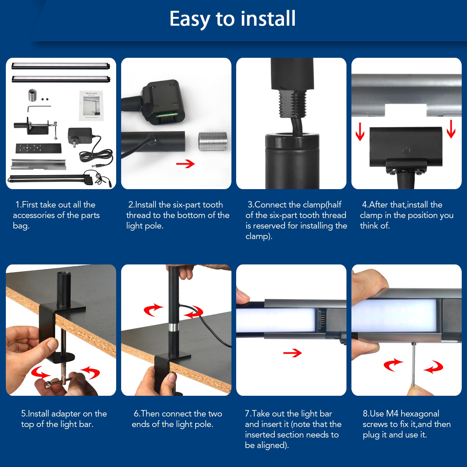 QUMAKU dimmable brightness 20–100% for customized task lighting.