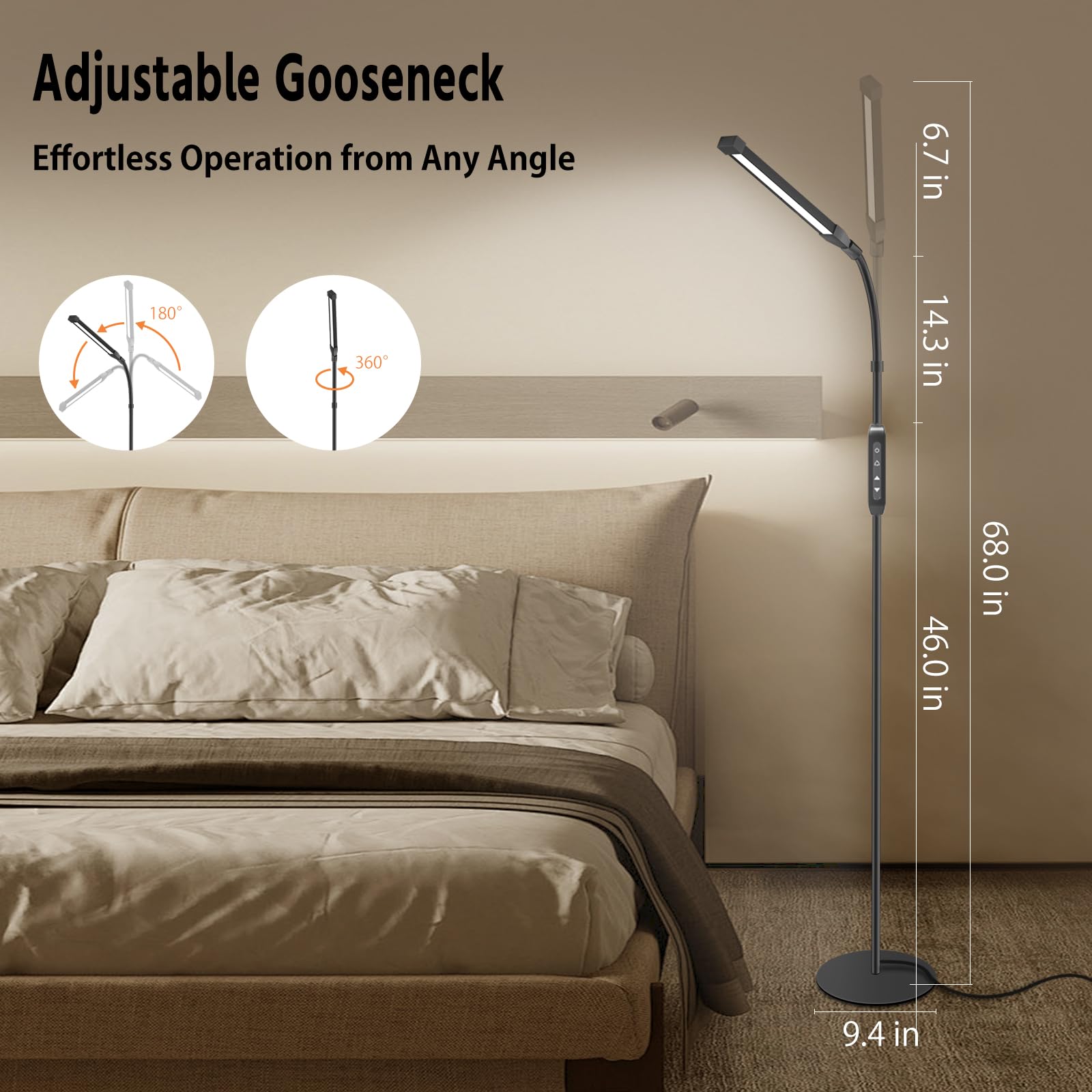 Qumusaa lamp’s flexible gooseneck directs light precisely where needed