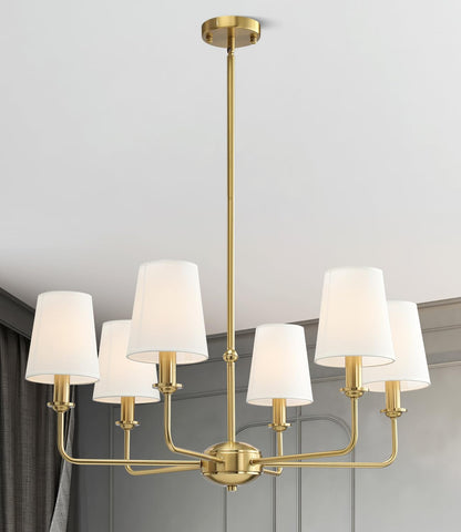 QUENEY 6-Light Pendant Chandelier with brushed gold finish ideal for living rooms