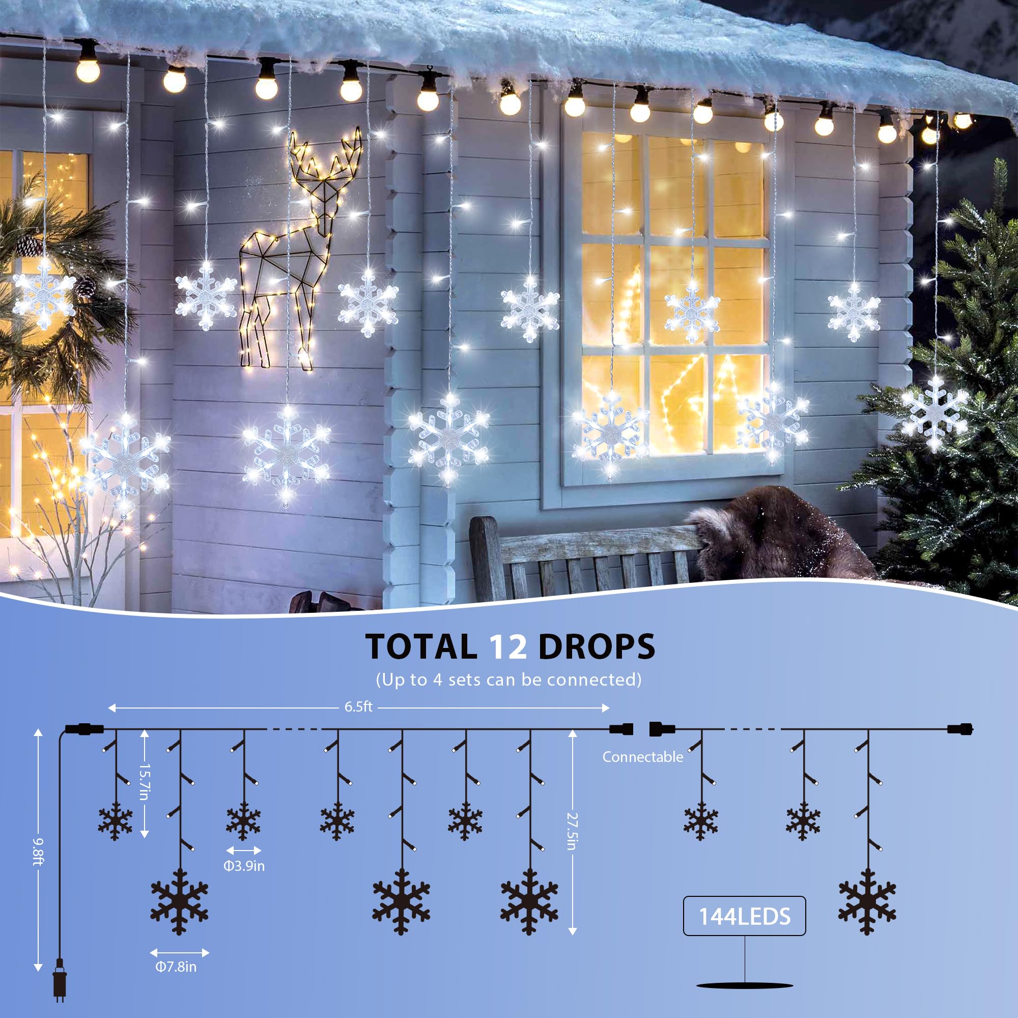 Qunlight big and small snowflakes create a magical holiday ambiance.