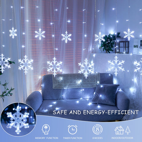 Qunlight 144LED outdoor curtain lights brighten patios with weatherproof durability.