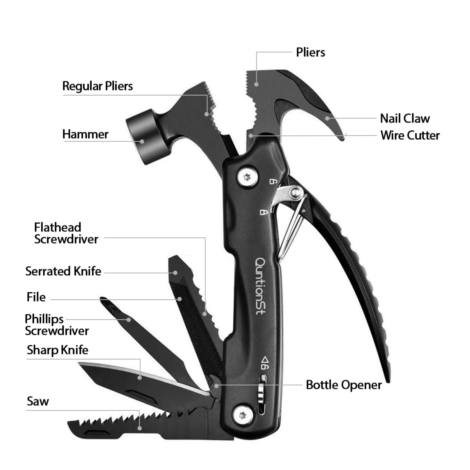 QuntionSt multitool with bottle opener for camping and daily use