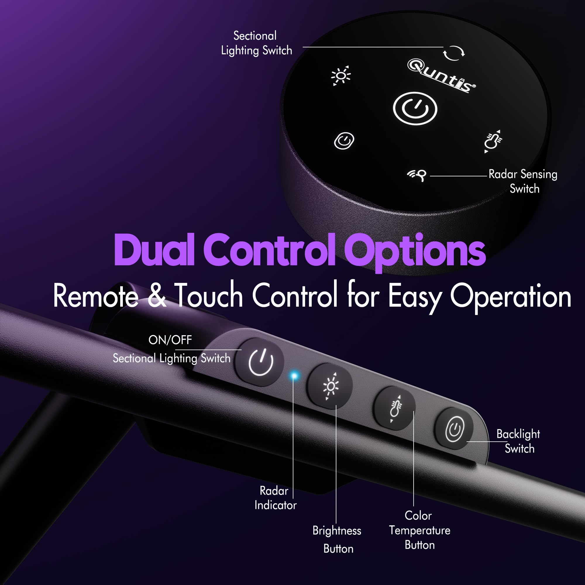 Quntis 182-LED front light offers crisp, glare-free illumination with high color accuracy.
