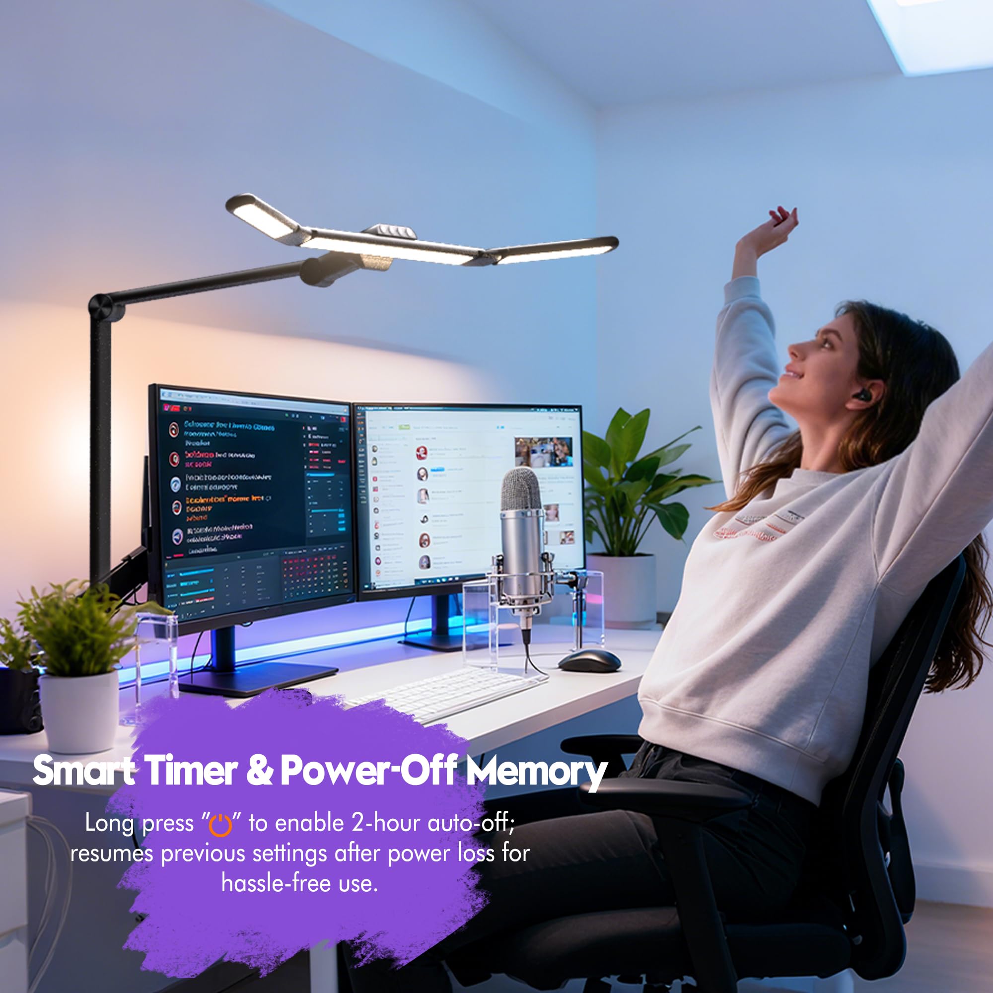 Quntis 2-hour timer gently reminds you to rest your eyes.