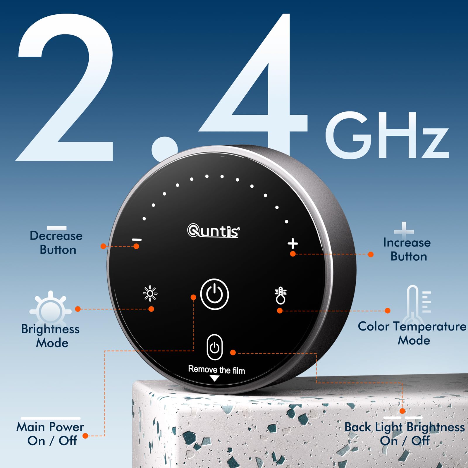 Quntis backlighting area spans 6.29 inches for a softer ambient glow.
