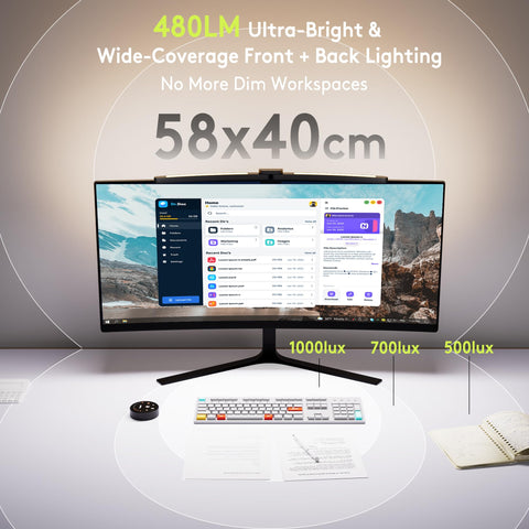 Dual light bars provide both front and back illumination for clarity