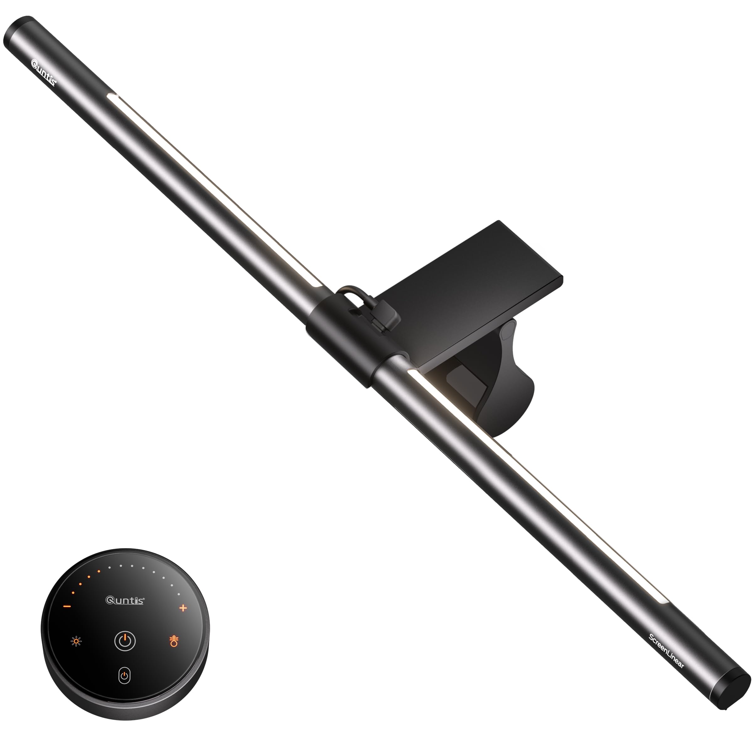 Quntis monitor light bar shows extended length for wider desk illumination.
