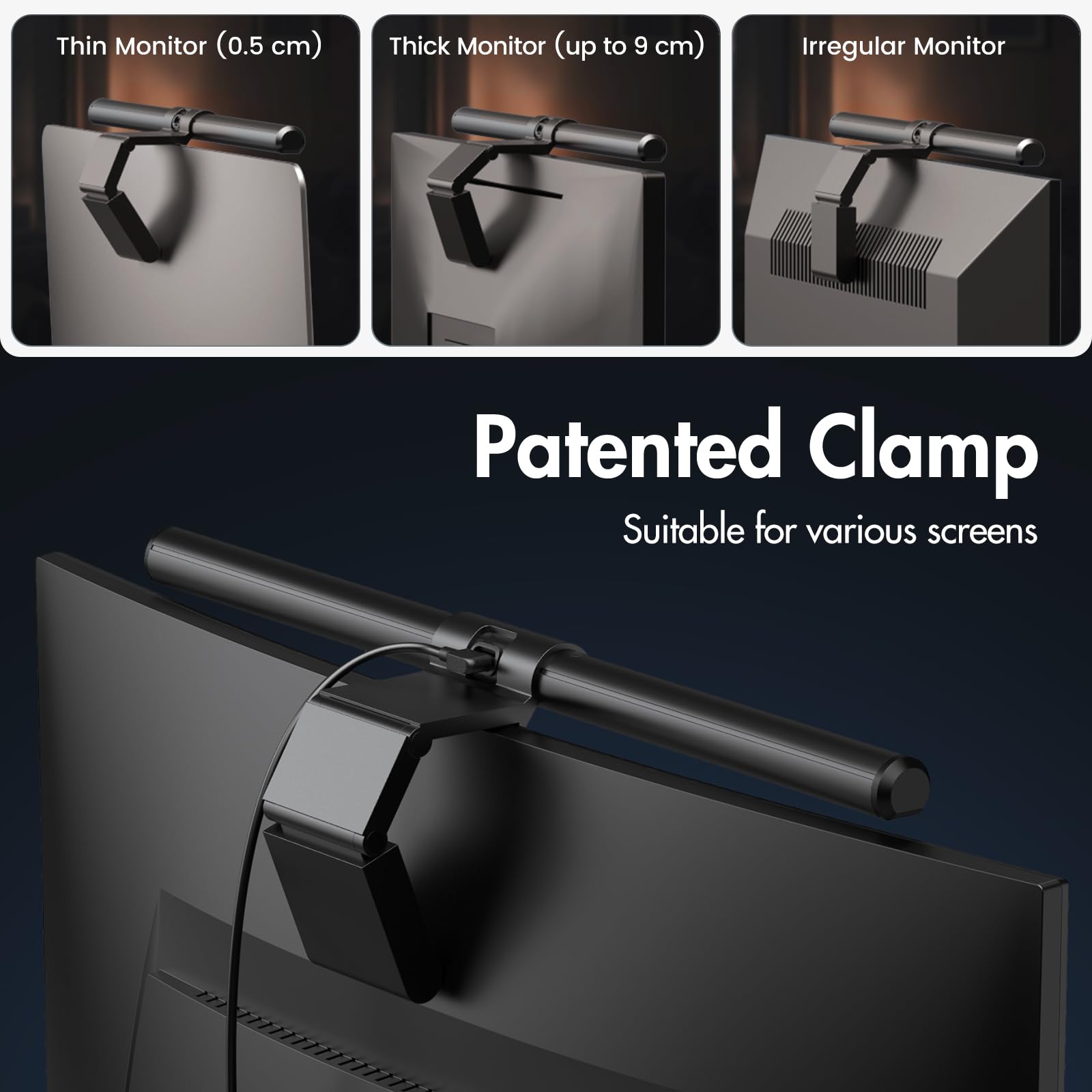 Quntis Monitor Light Bar tilted angle shows flexible positioning for precise lighting