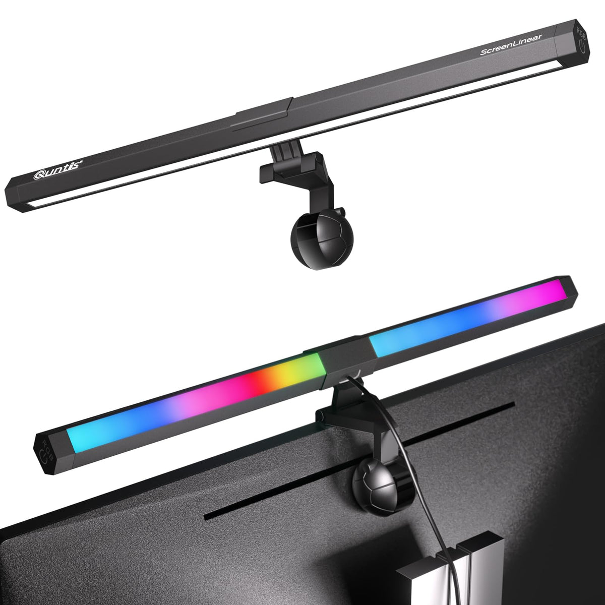 Quntis Monitor Light front light clarifies your desk for precise work and reduced eyestrain.