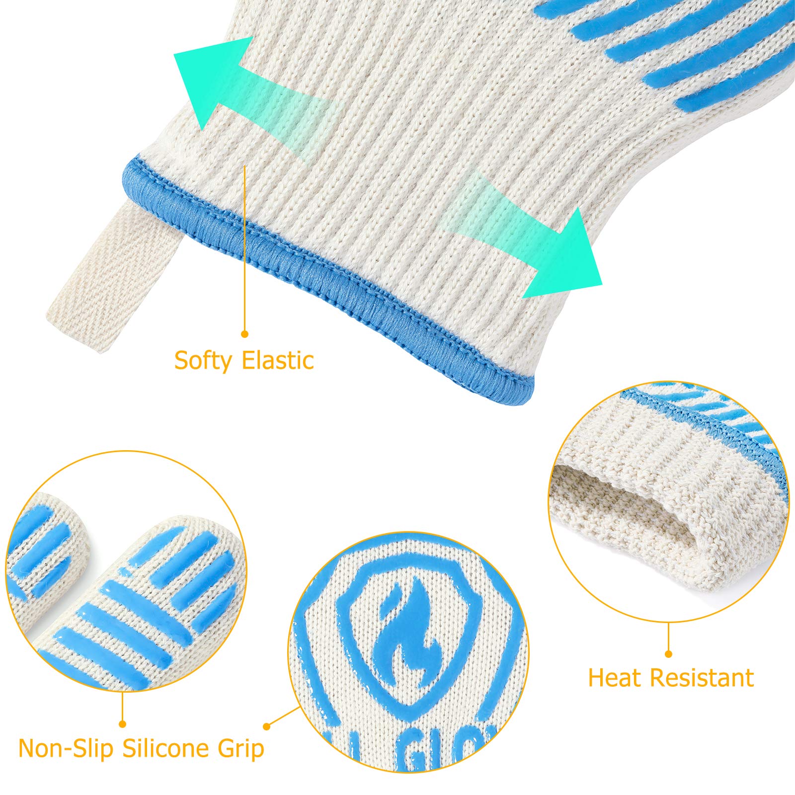 QUWIN BBQ gloves display flexible five-finger design for dexterity