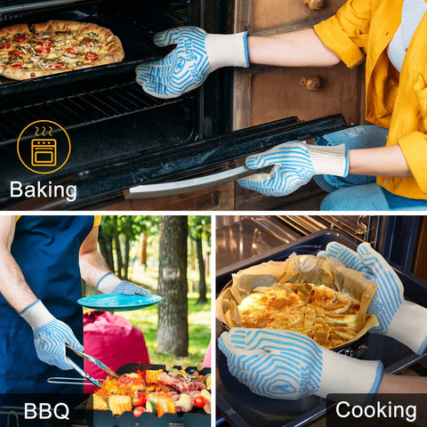 QUWIN BBQ gloves on a hook for easy kitchen storage