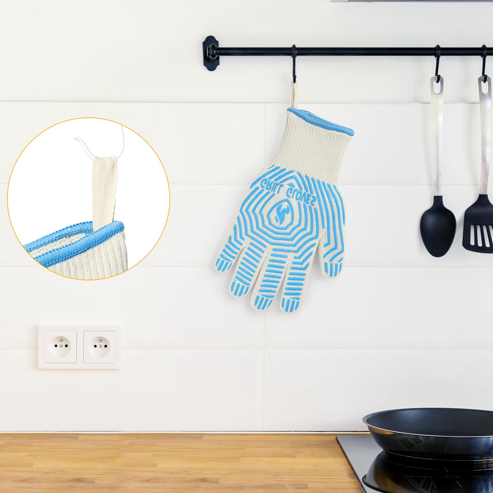 QUWIN BBQ gloves reveal soft polyester-cotton lining for comfort