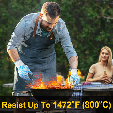 QUWIN BBQ gloves feature silicone non-slip strips for secure grip