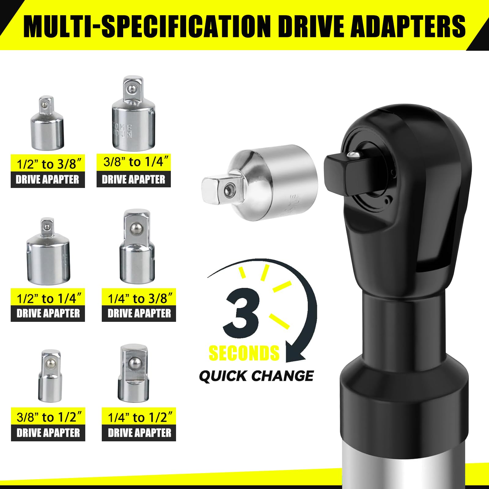 QVIKPMU offset extension wrench six adapters enable universal socket compatibility.