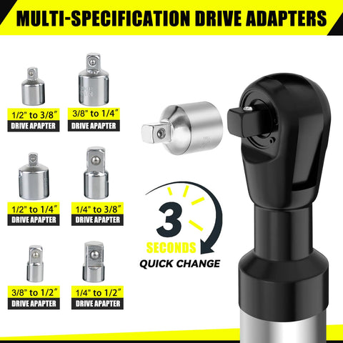 QVIKPMU offset extension wrench six adapters enable universal socket compatibility.