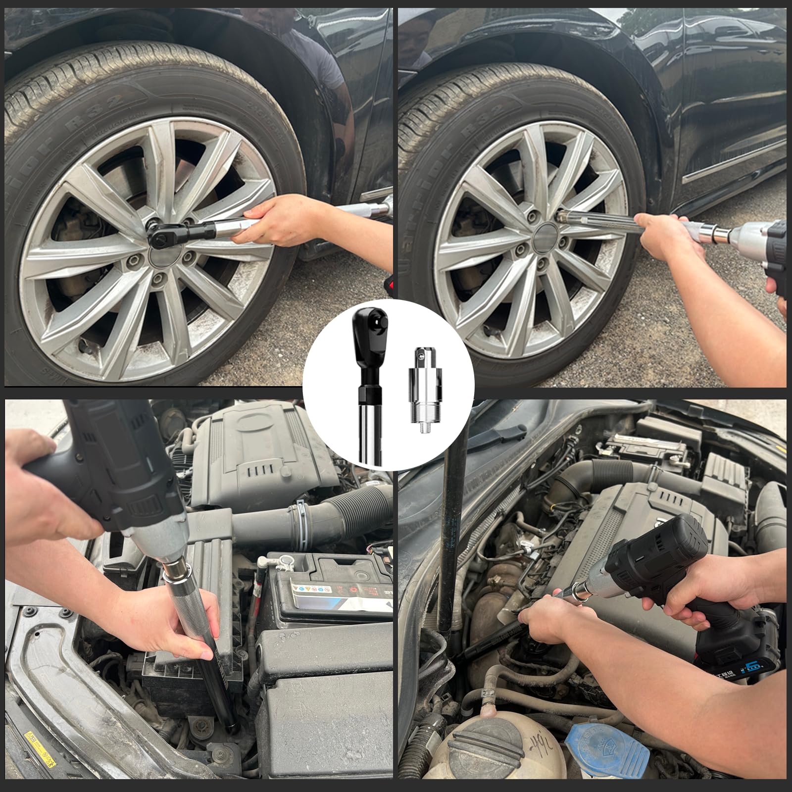 QVIKPMU offset extension wrench universal socket adapters for quick size changes.