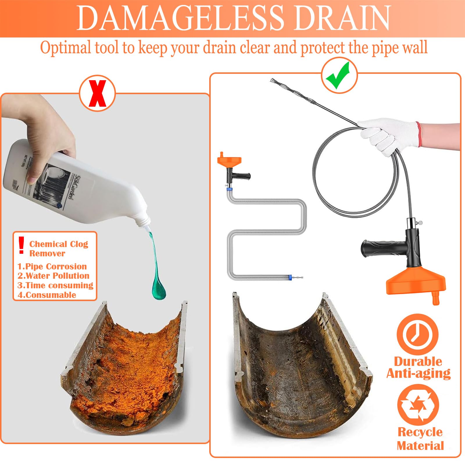 Qwatuy reusable drain auger saves money with quick unclogging