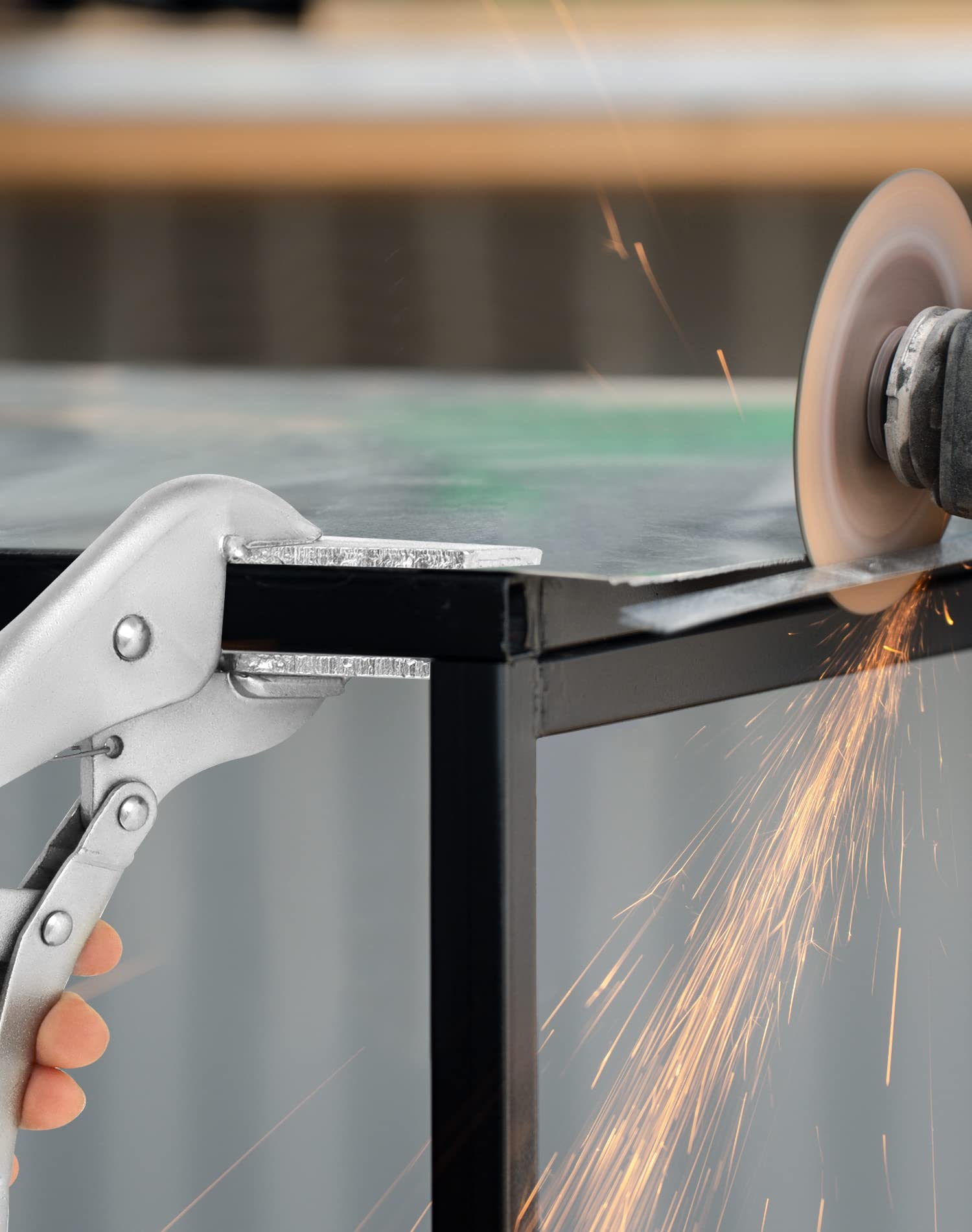 QWORK 10-inch clamp kit ready to deploy for metalwork projects.