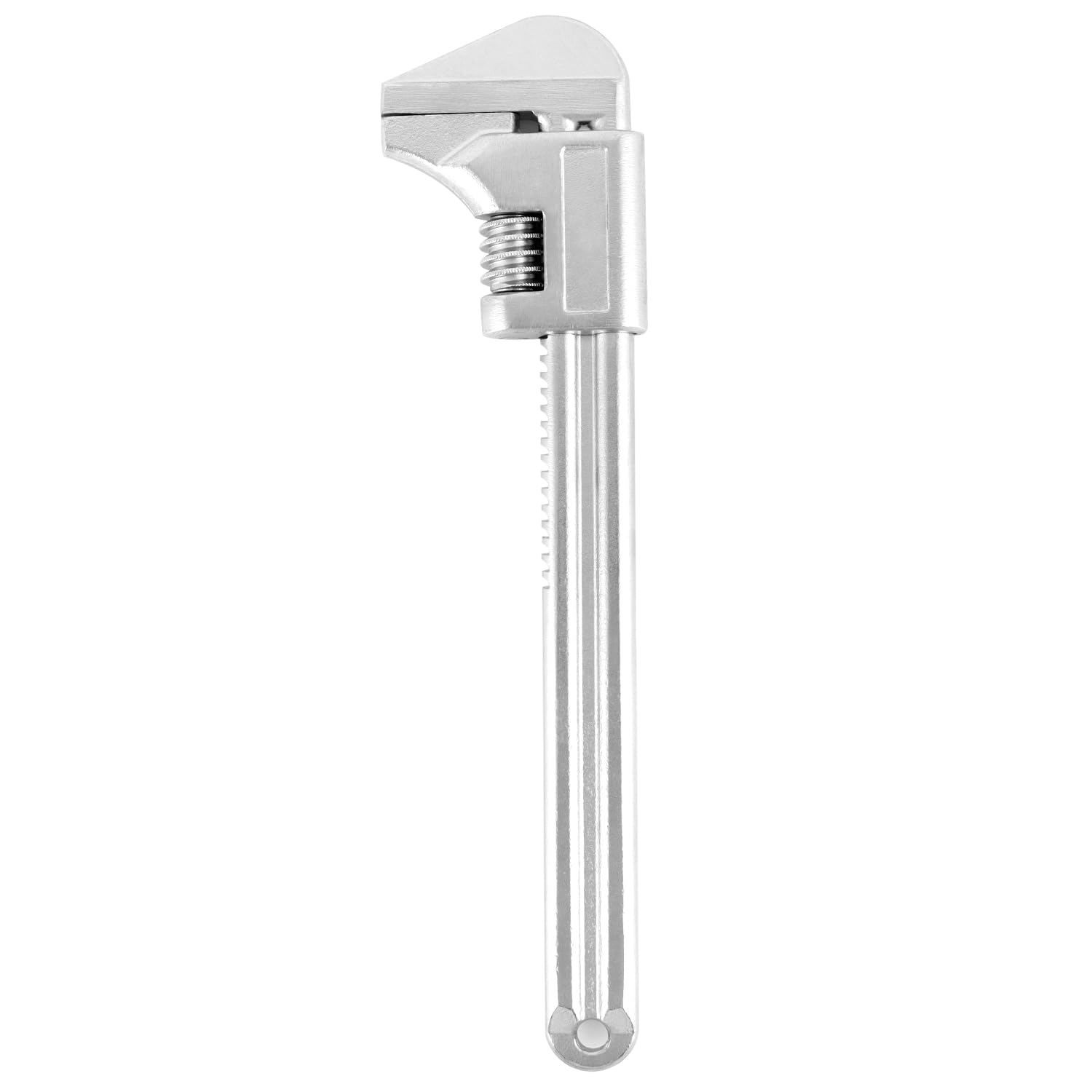 QWORK 11-inch wrench with smooth jaws prevents damage to chrome fittings.