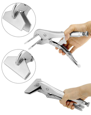 QWORK 2-pack locking clamps with parallel jaw tips for secure non-marking grip.