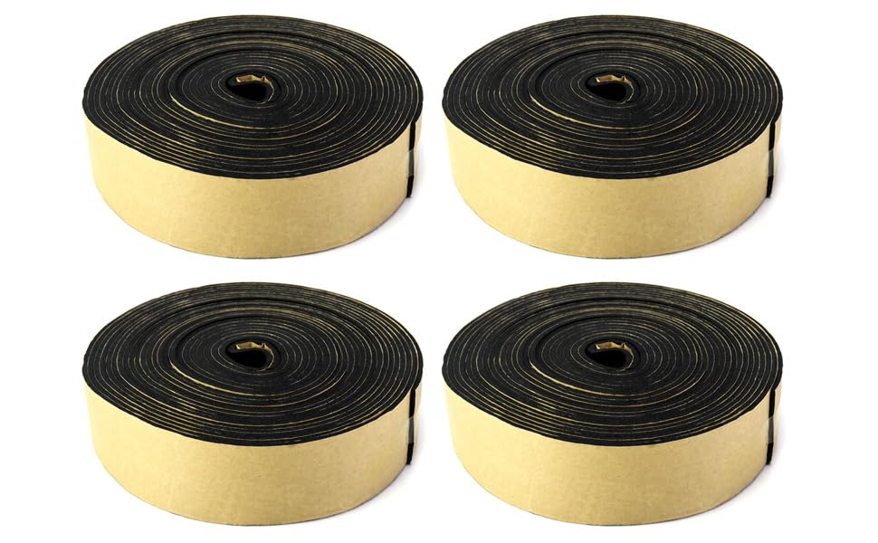 QWORK 2in wide insulation tape demonstrates thickness and secure fit around pipes.