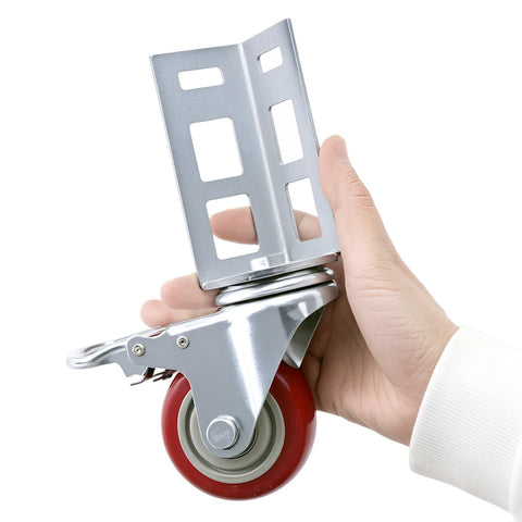 QWORK 3-inch PU caster wheels side view showing durable construction.