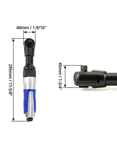 QWORK Air Ratchet Wrench 360-degree head for versatile access