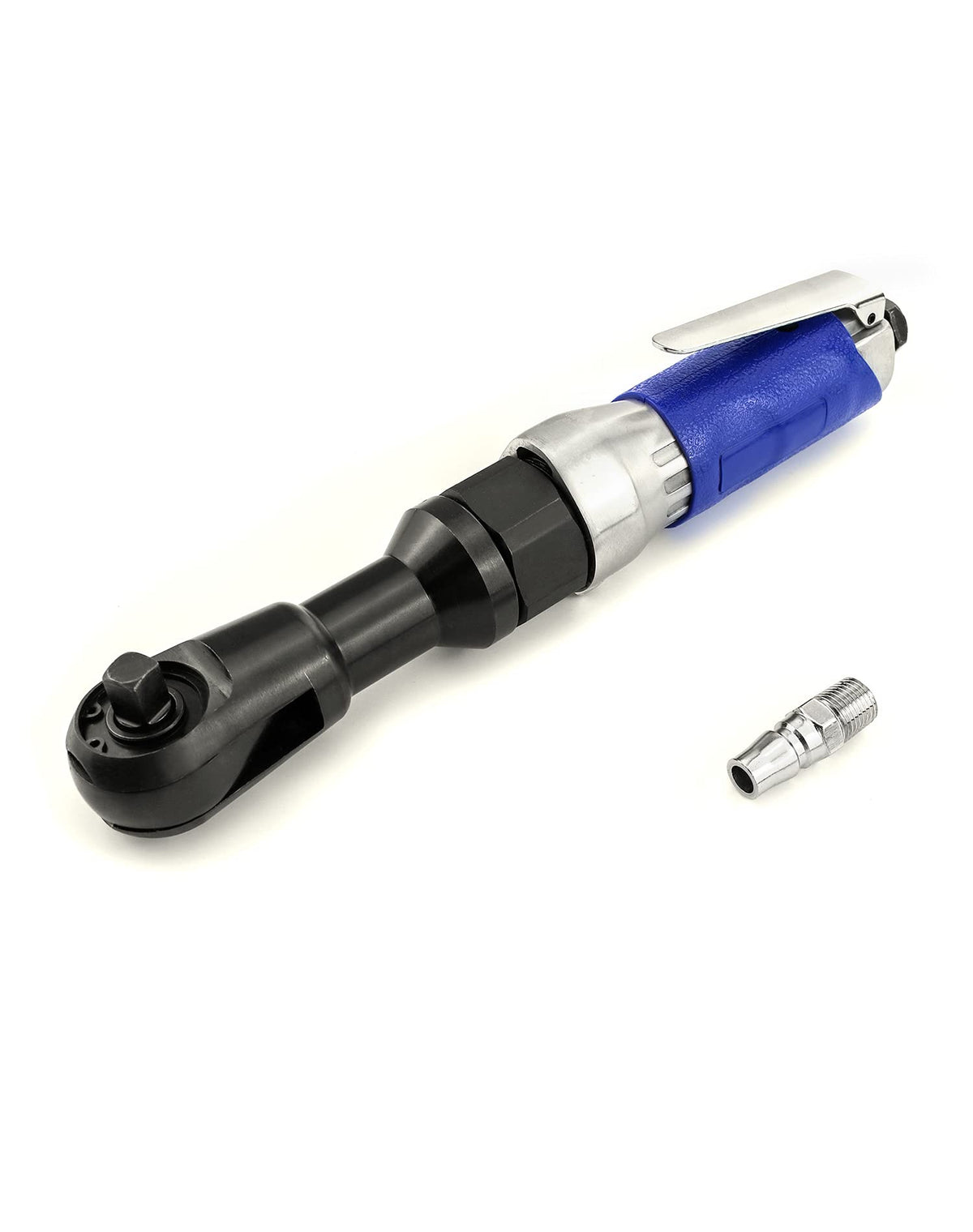 QWORK Air Ratchet Wrench front view showing compact design for tight spaces
